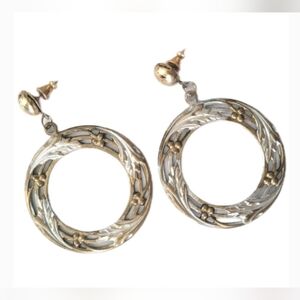 Vintage Monet Gold and Silver Floral Vine Earrings
